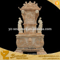 yellow stone carved young lady statue wall fountain for home decoration